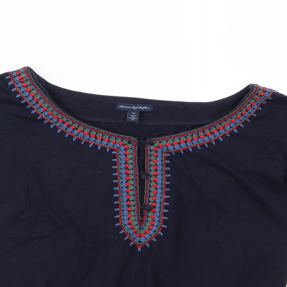 American Eagle Outfitters Womens Blue  Jersey Basic T-Shirt Size S