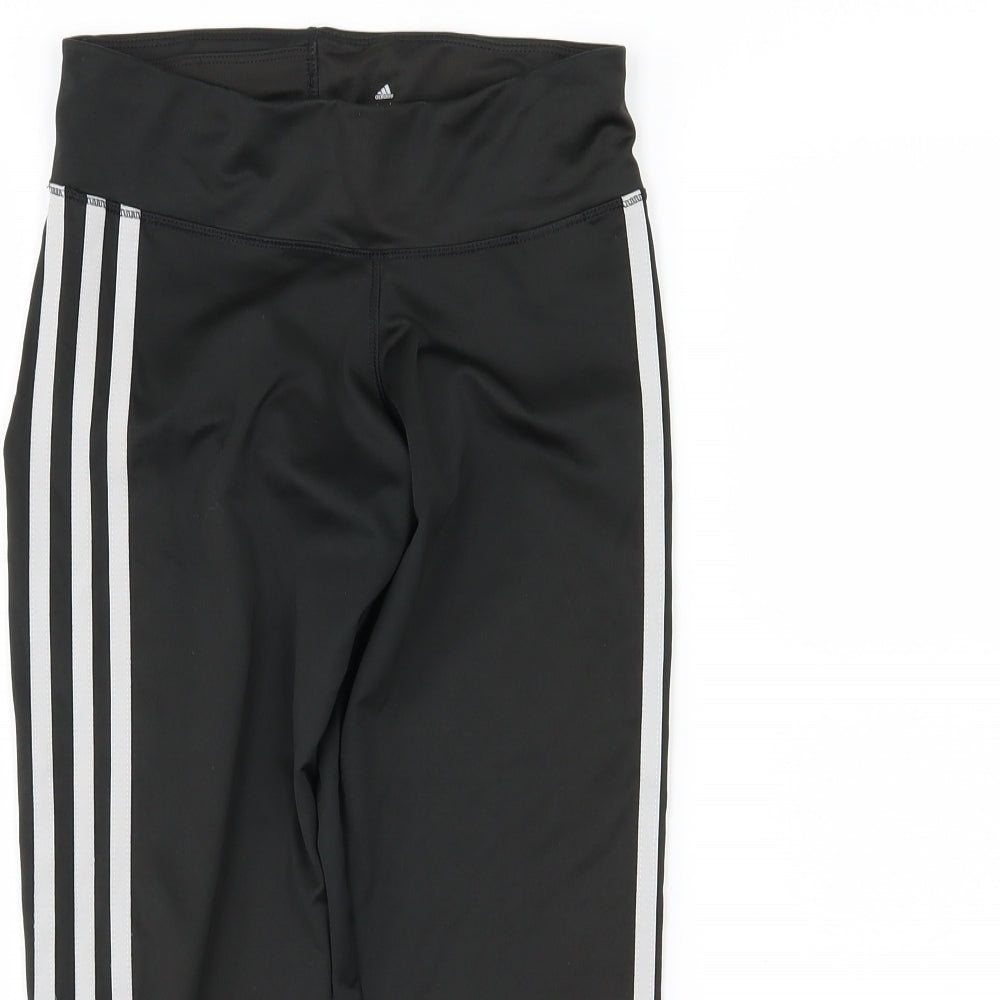 adidas Womens Black Striped  Compression Shorts Size XS