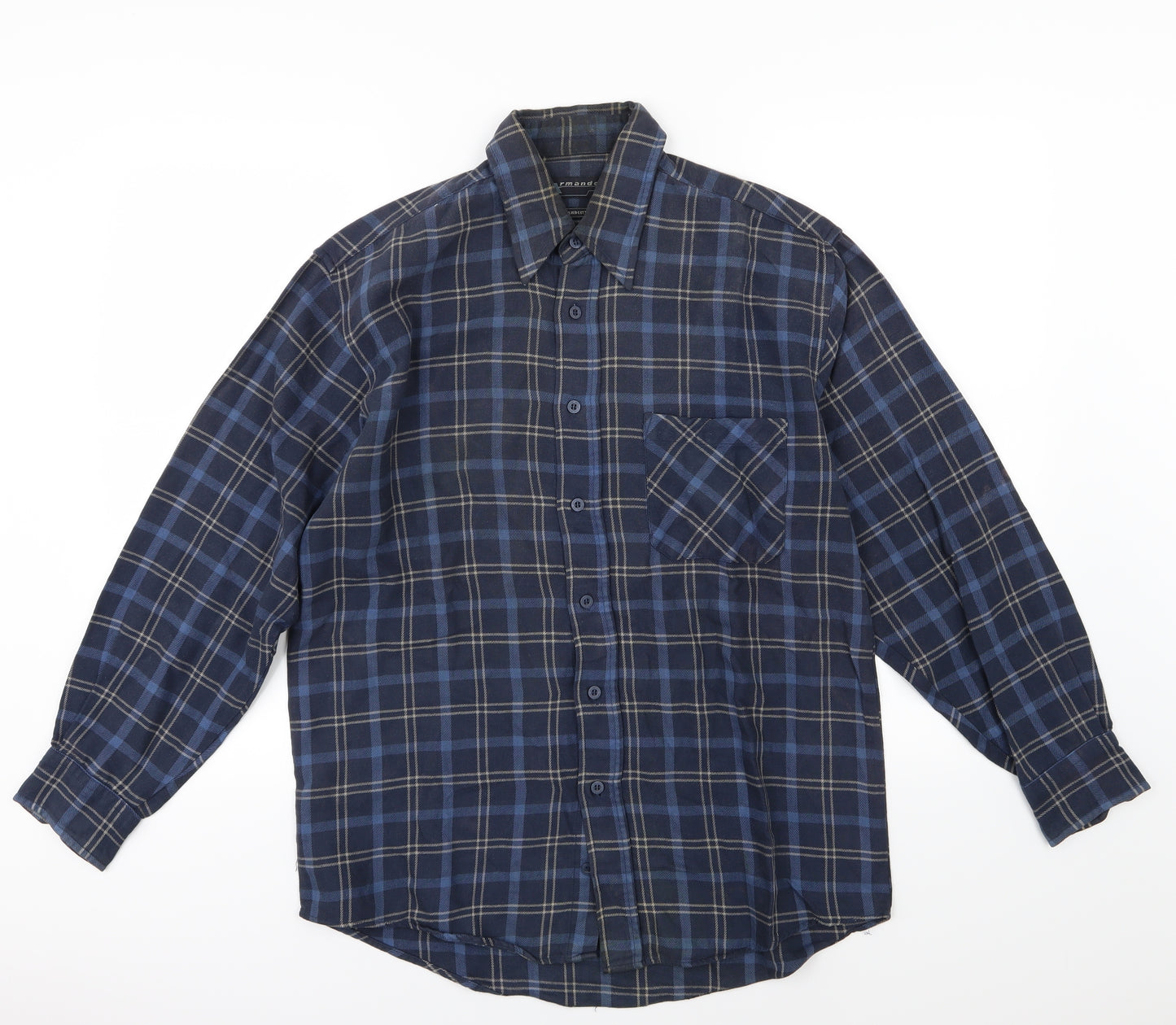 Armando Mens Blue Striped Woven  Button-Up Size S