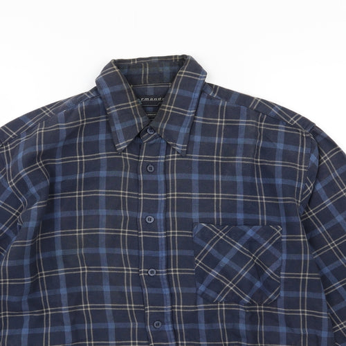 Armando Mens Blue Striped Woven  Button-Up Size S
