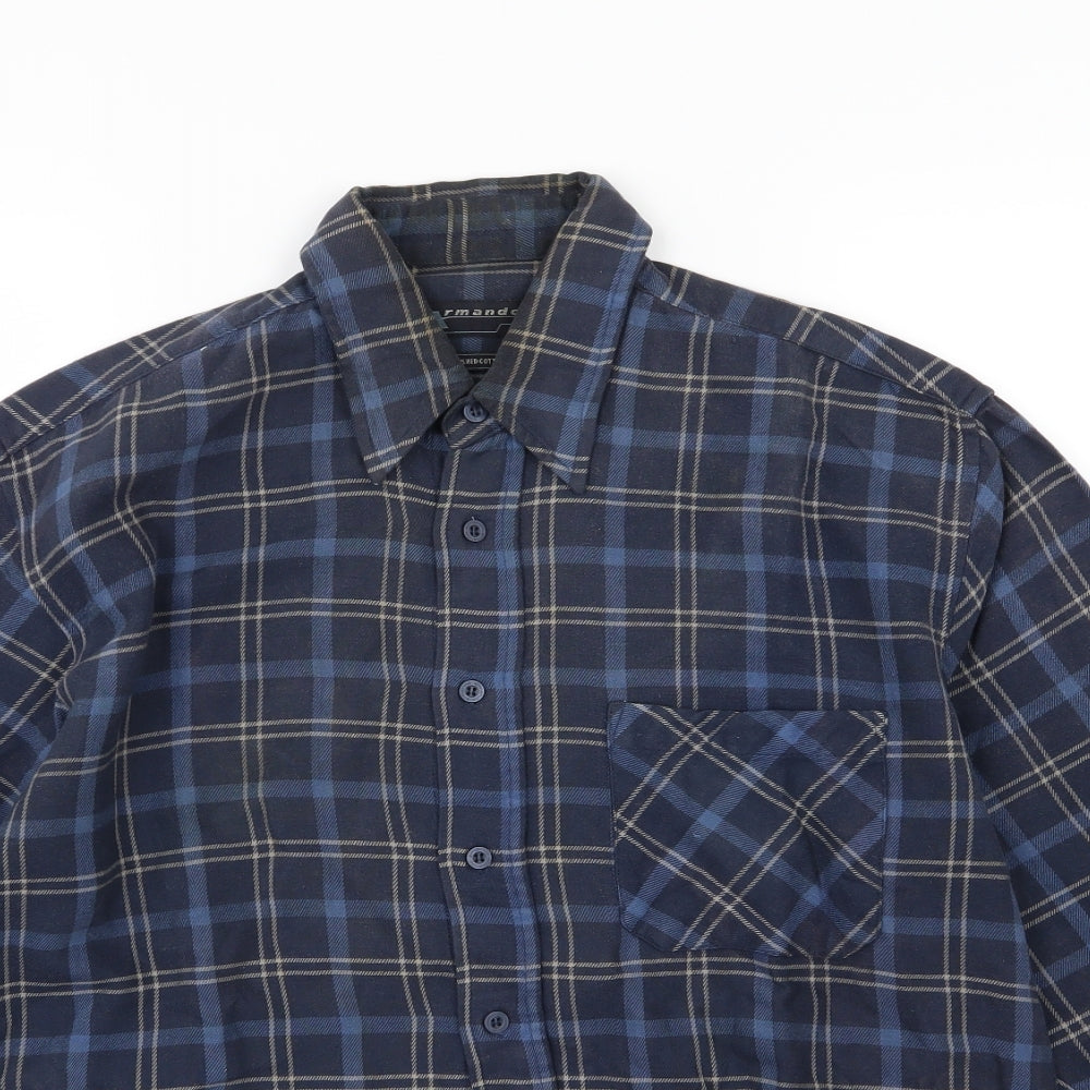 Armando Mens Blue Striped Woven  Button-Up Size S