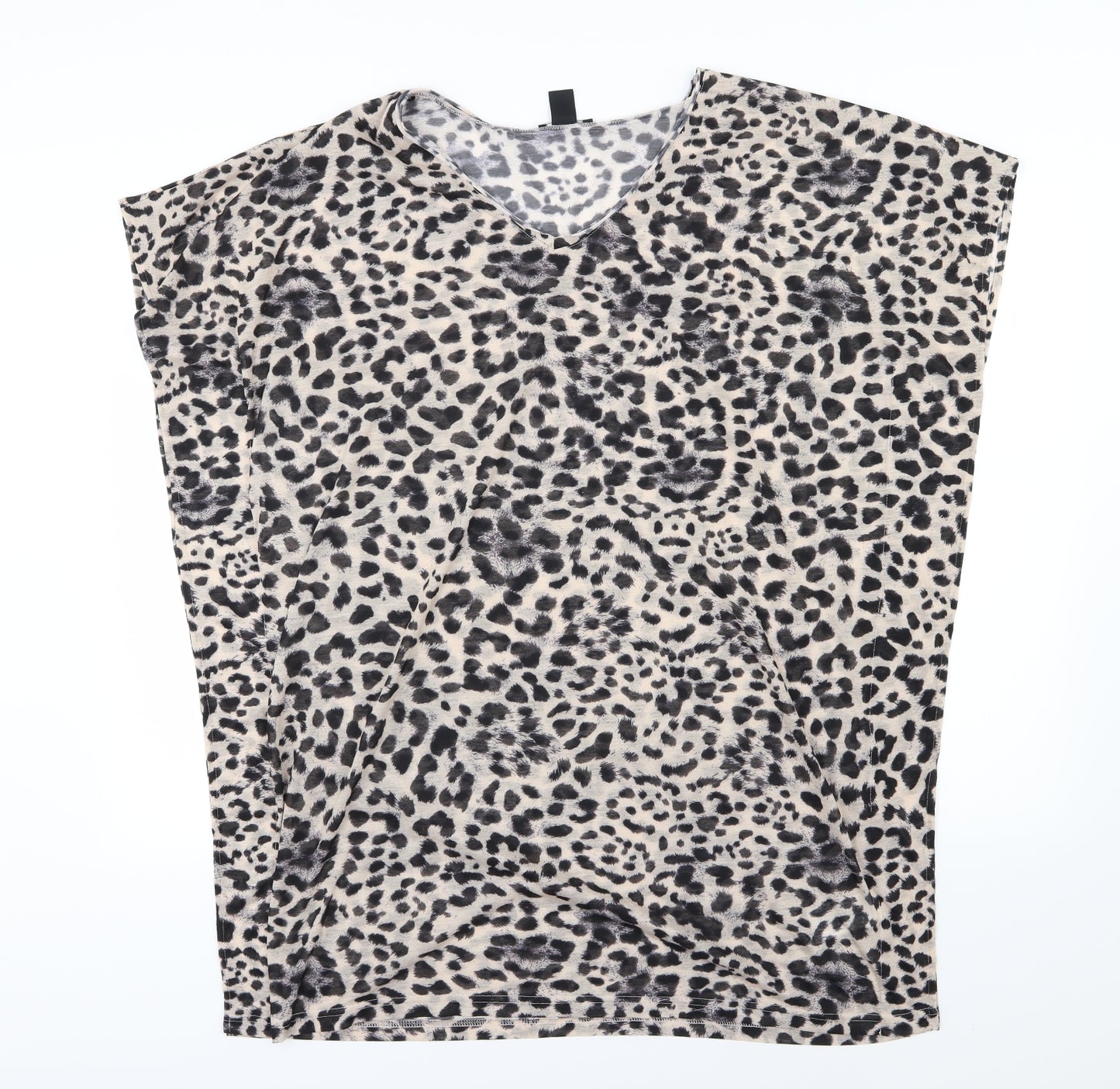 H&M Womens Brown Animal Print Jersey Basic T-Shirt Size M  - Oversized