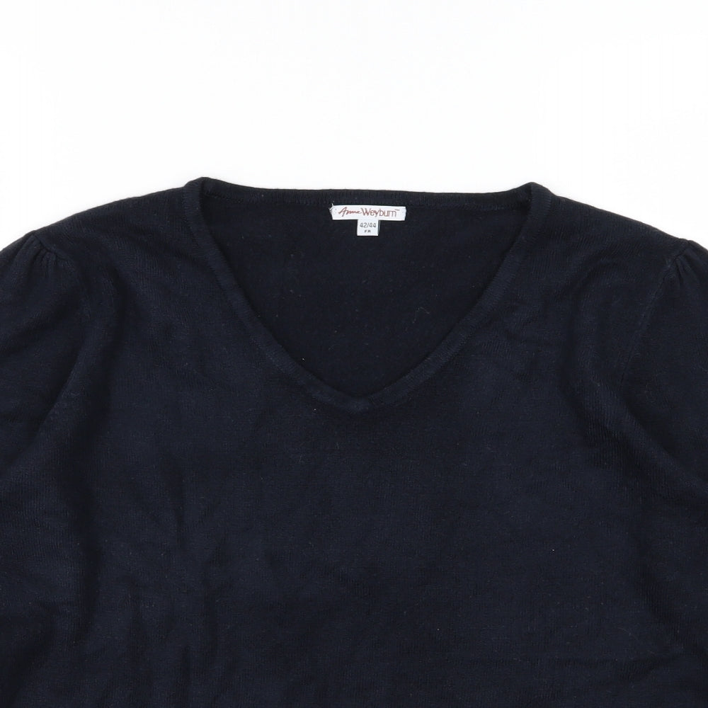 ANNE WEYBURN Womens Black  Knit Pullover Jumper Size 16