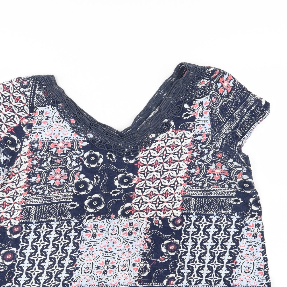 Per Una Womens Blue Floral Jersey Basic T-Shirt Size 20