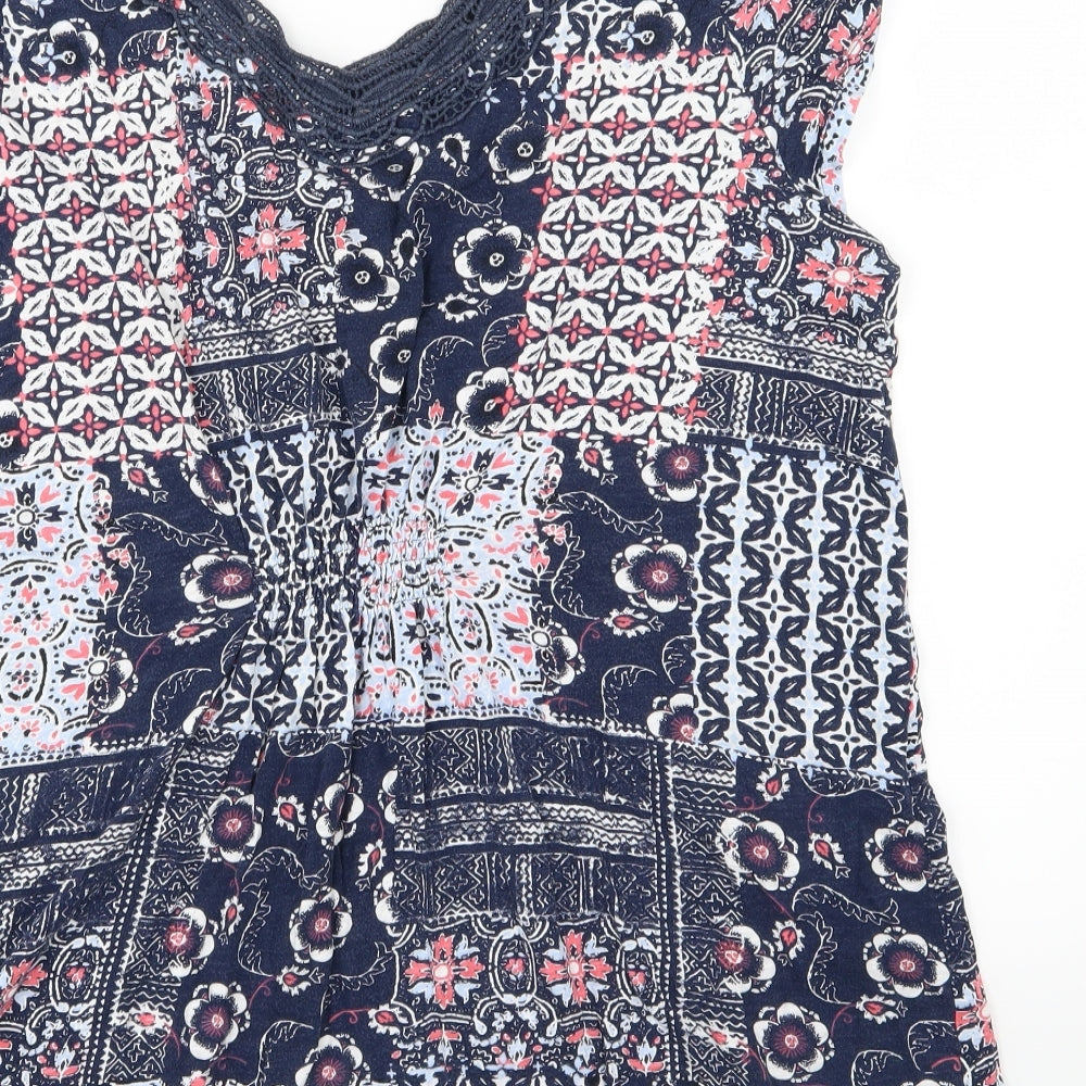 Per Una Womens Blue Floral Jersey Basic T-Shirt Size 20