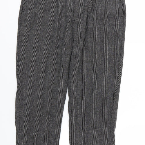 Zara Womens Grey Striped  Cropped Trousers Size S L23 in
