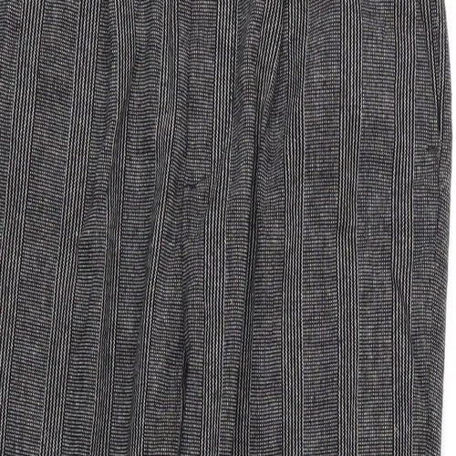 Zara Womens Grey Striped  Cropped Trousers Size S L23 in