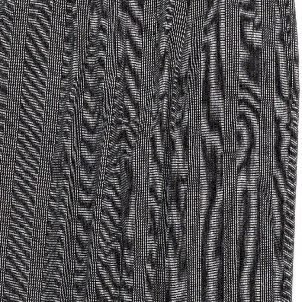 Zara Womens Grey Striped  Cropped Trousers Size S L23 in