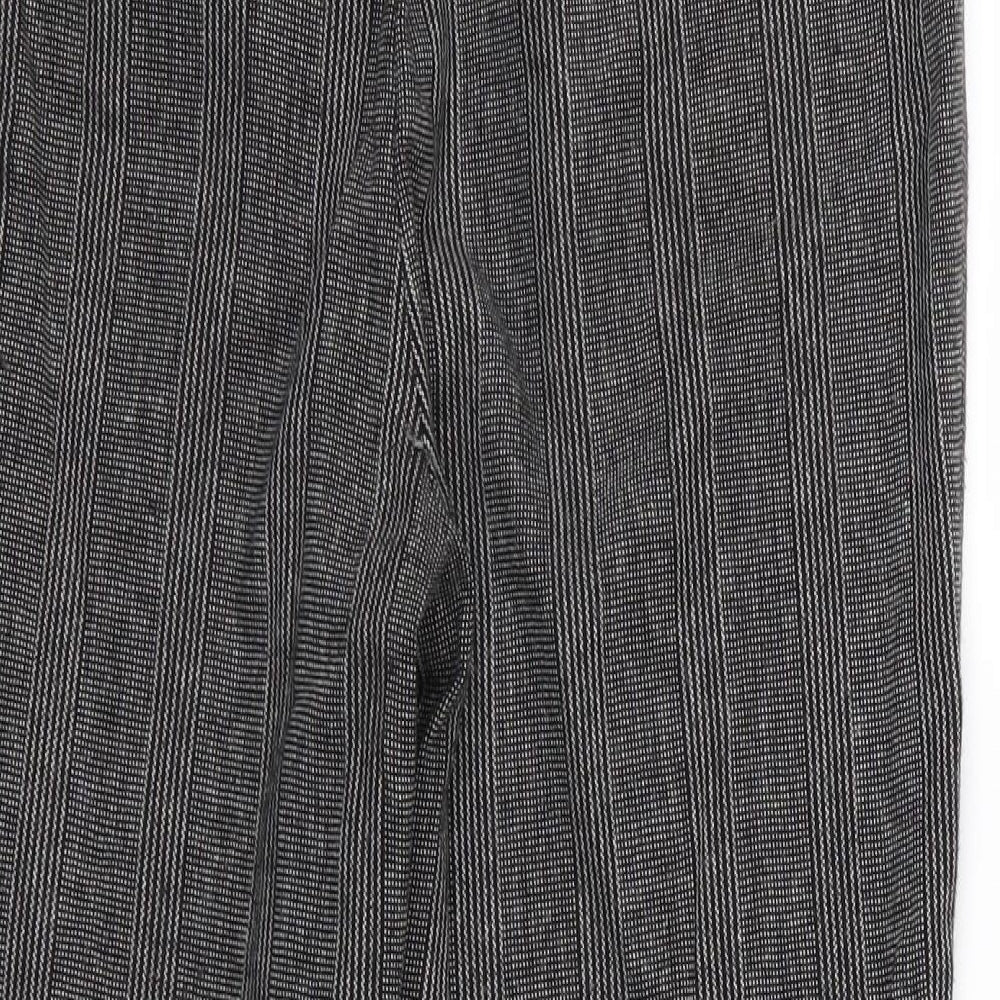 Zara Womens Grey Striped  Cropped Trousers Size S L23 in