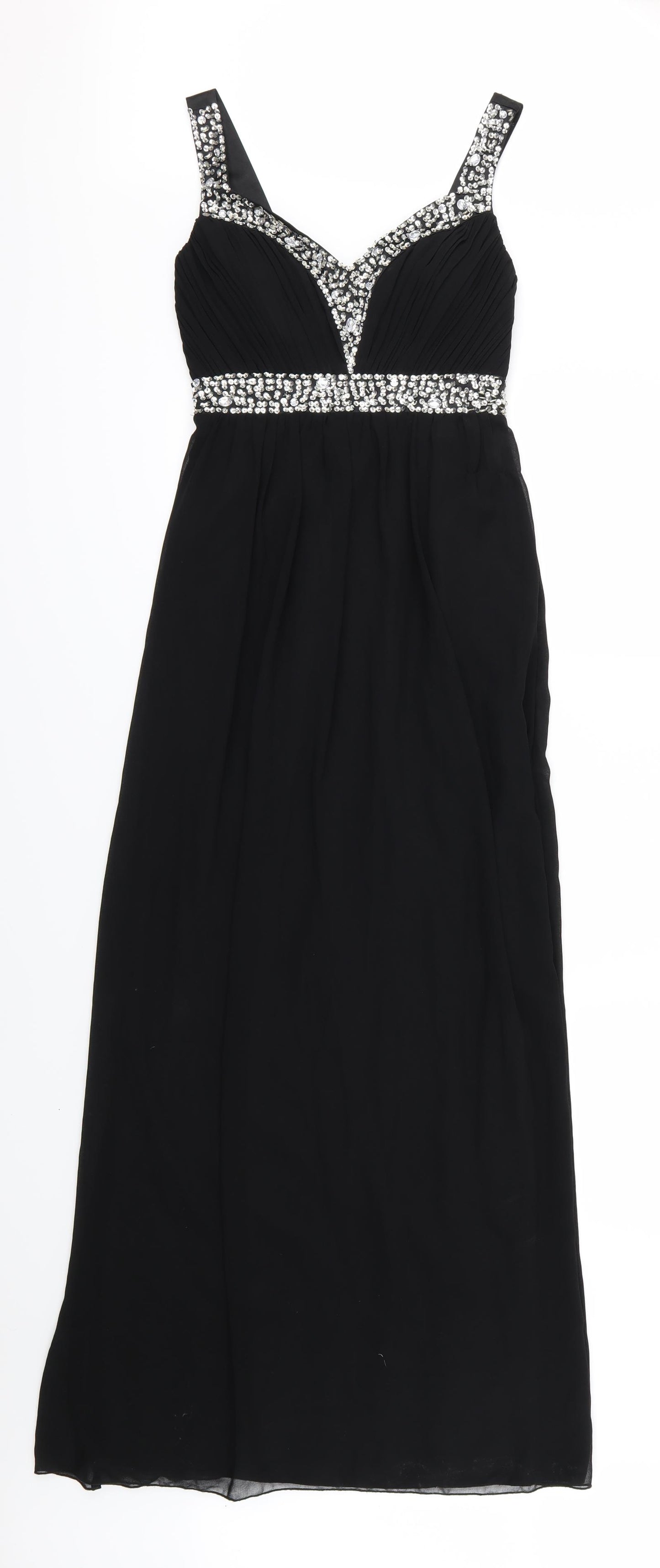 Quiz Womens Black  Chiffon Ball Gown  Size 8  - Jewelled