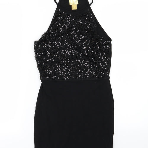 H&M Womens Black  Jersey Pencil Dress  Size 4  - Sequin