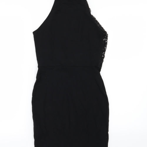 H&M Womens Black  Jersey Pencil Dress  Size 4  - Sequin