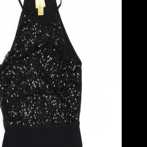 H&M Womens Black  Jersey Pencil Dress  Size 4  - Sequin