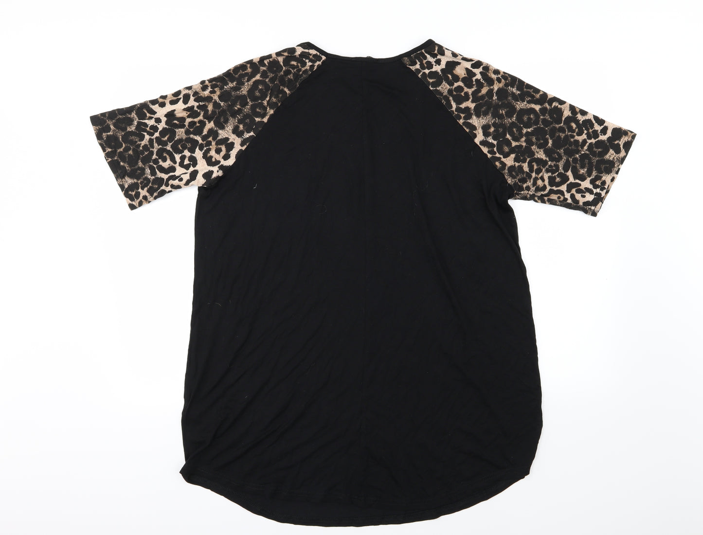 Yours Womens Black Animal Print Jersey Basic T-Shirt Size 16