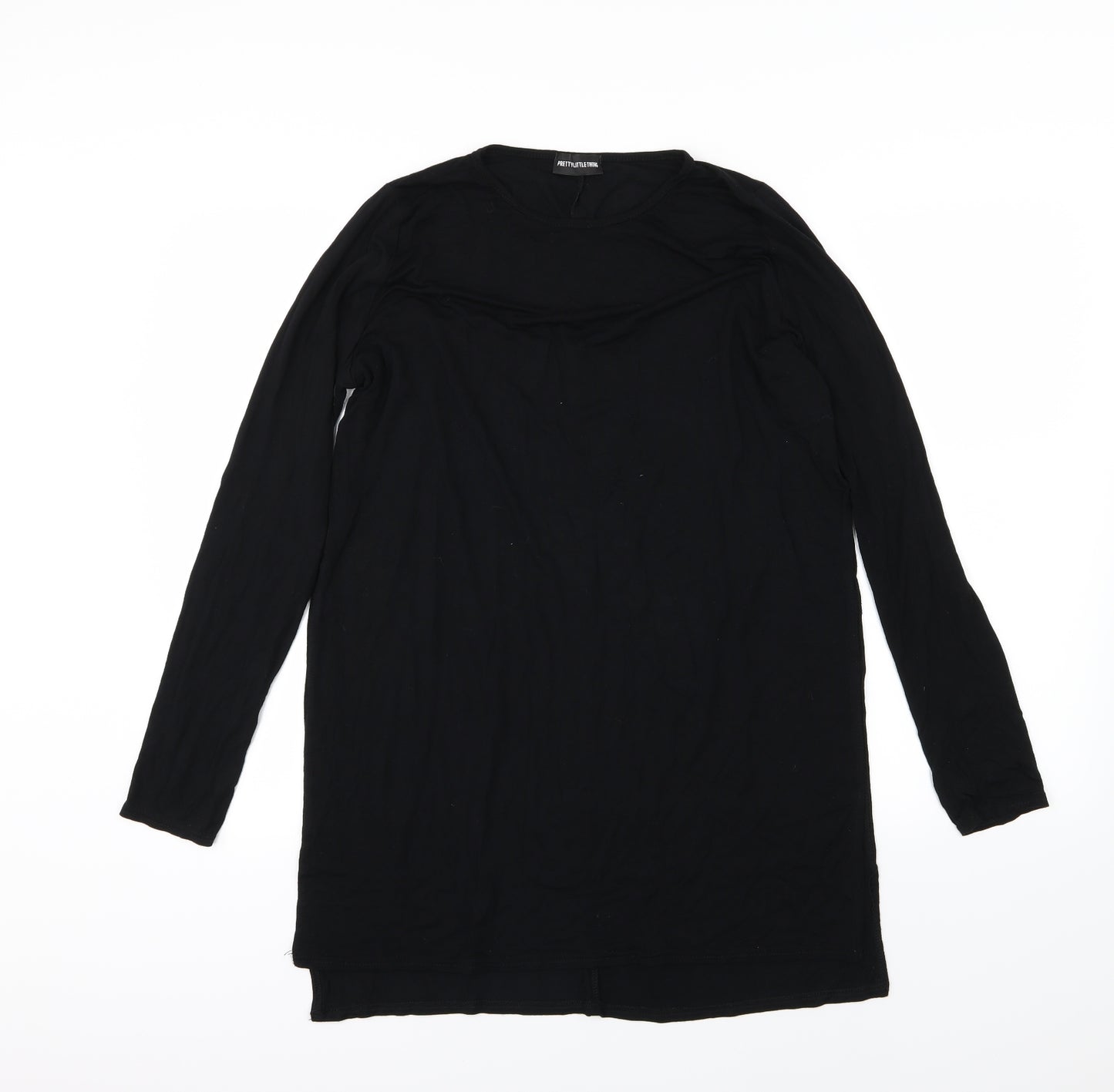 PRETTYLITTLETHING Womens Black  Jersey Basic T-Shirt Size 12  - Side splits