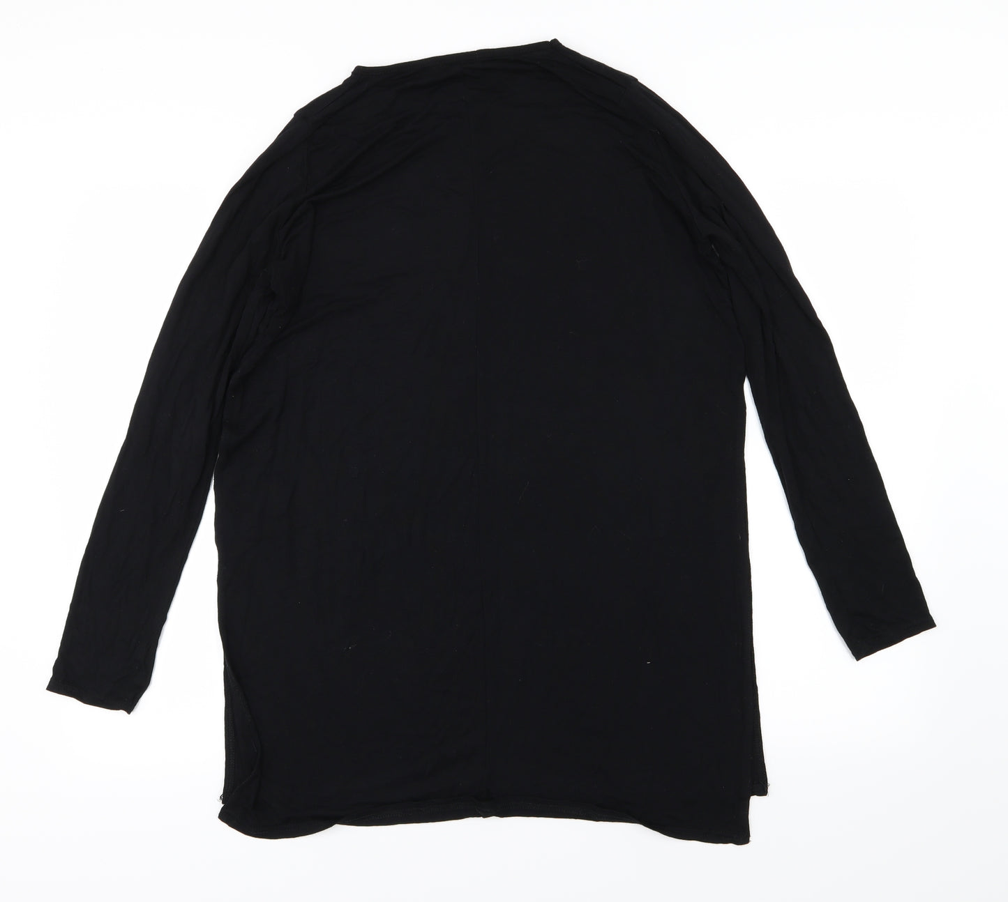 PRETTYLITTLETHING Womens Black  Jersey Basic T-Shirt Size 12  - Side splits