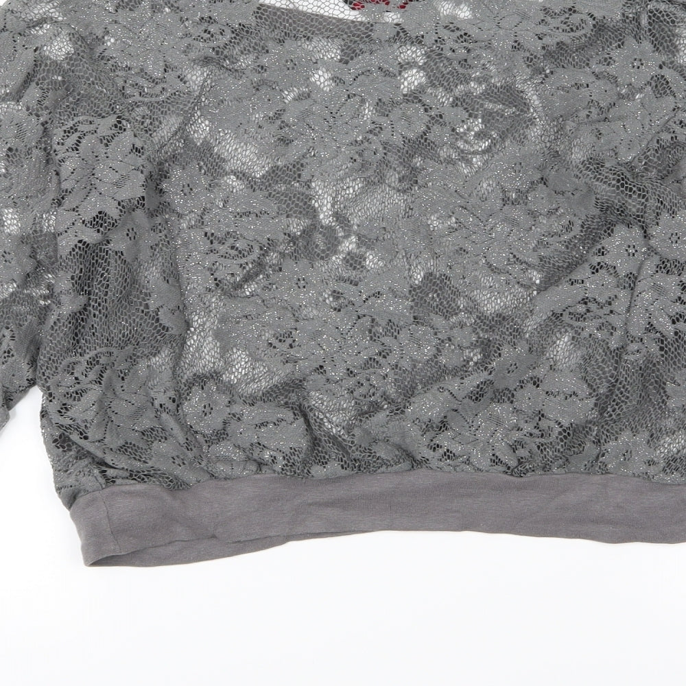 Miss Selfridge Womens Grey Floral  Basic Blouse Size 8
