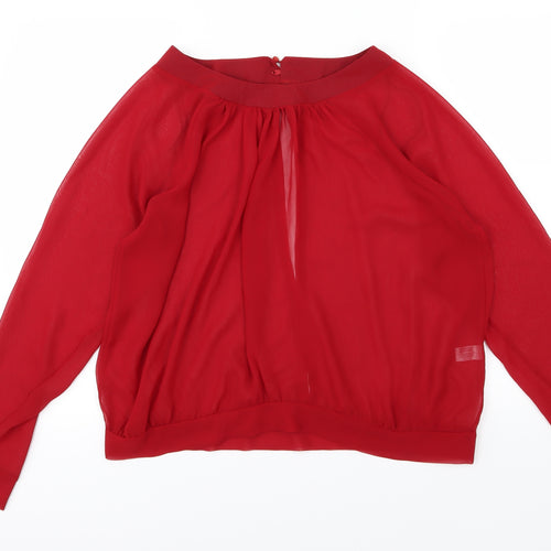 Select Womens Red  Chiffon Basic Blouse Size 16