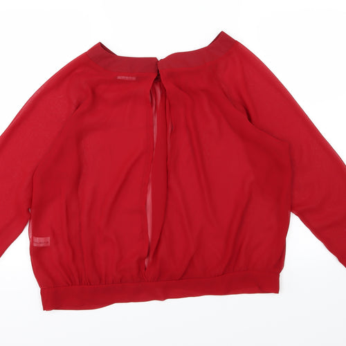 Select Womens Red  Chiffon Basic Blouse Size 16