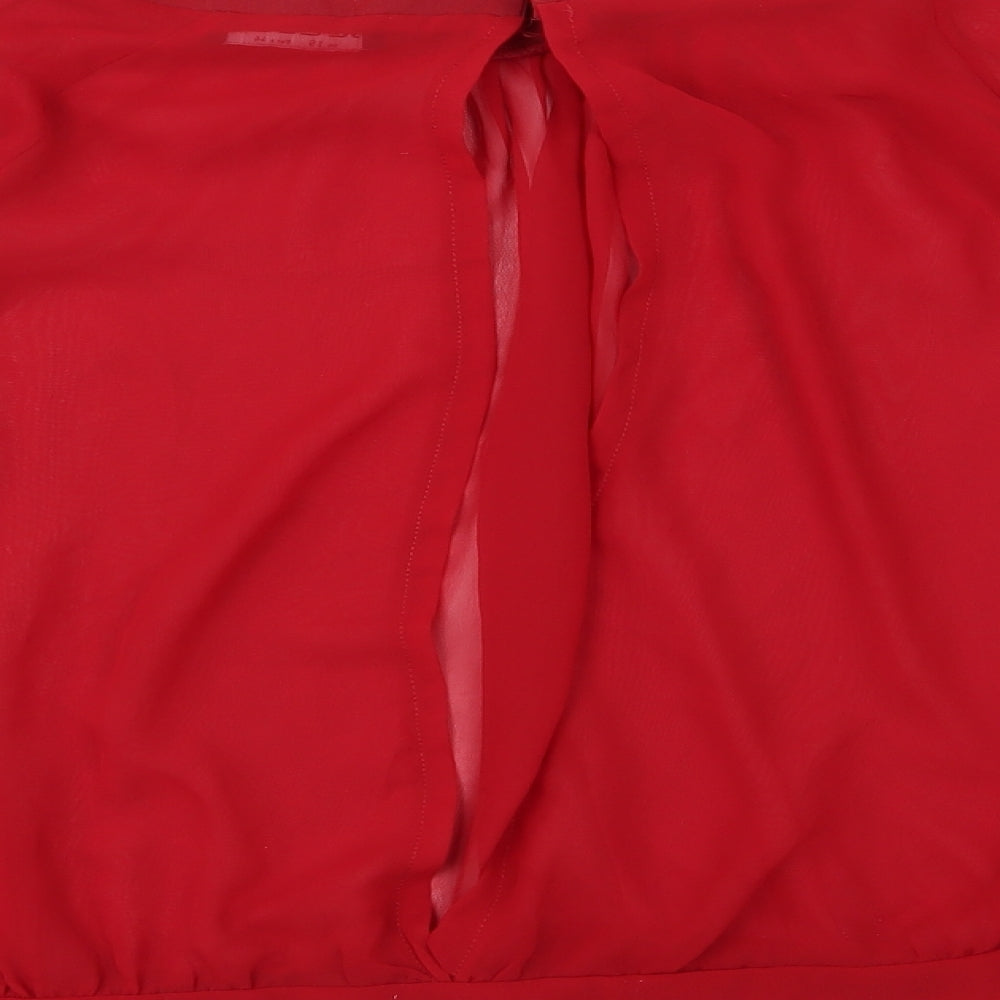 Select Womens Red  Chiffon Basic Blouse Size 16