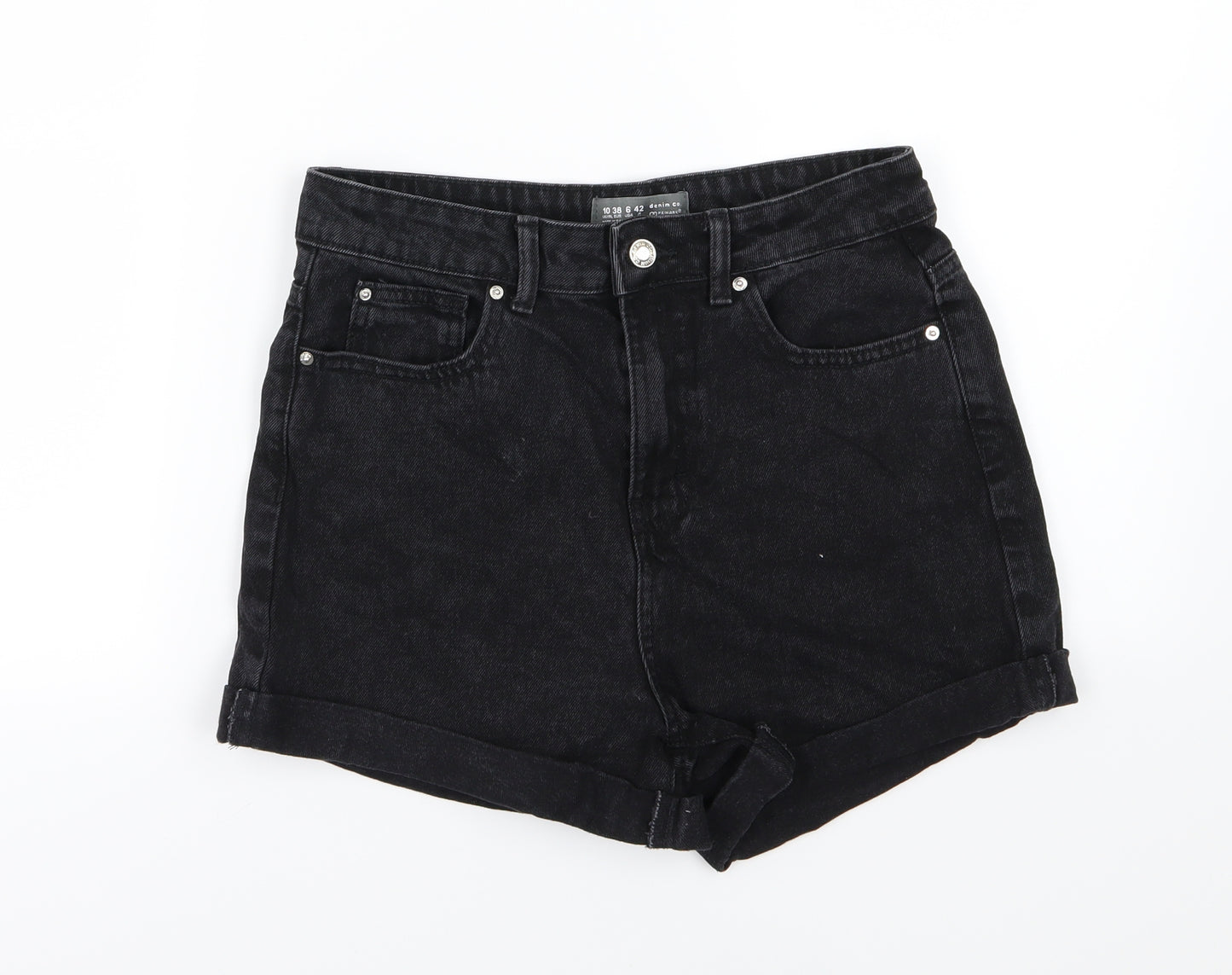 Denim & Co. Womens Black  Denim Mom Shorts Size 10