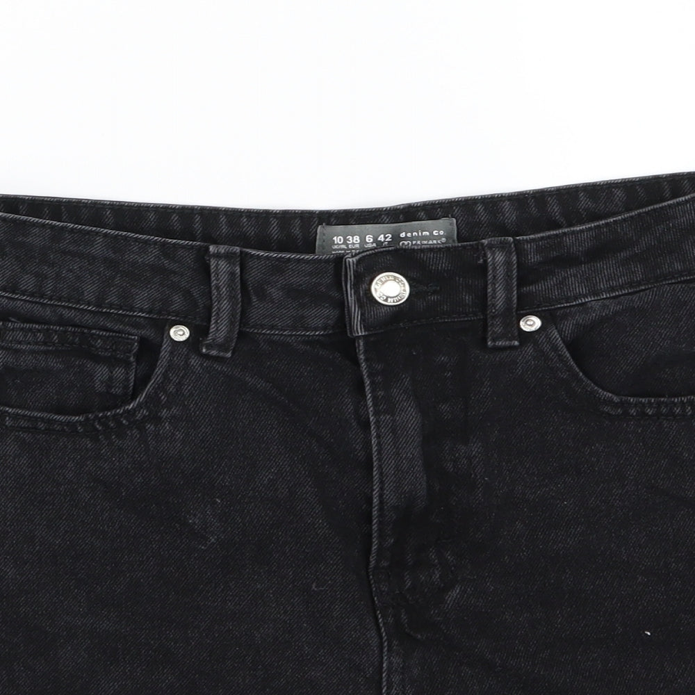 Denim & Co. Womens Black  Denim Mom Shorts Size 10