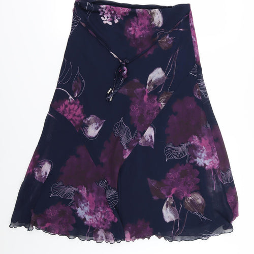 Marks and Spencer Womens Purple Floral Chiffon A-Line Skirt Size 12