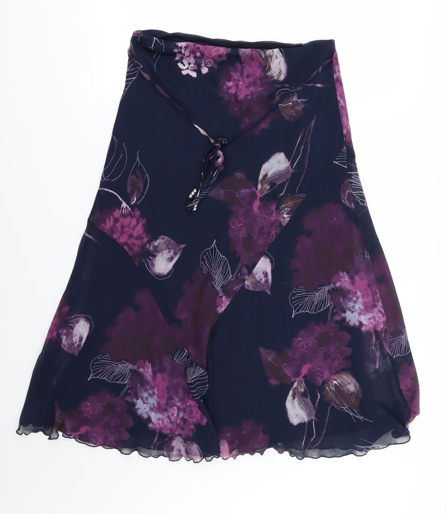 Marks and Spencer Womens Purple Floral Chiffon A-Line Skirt Size 12