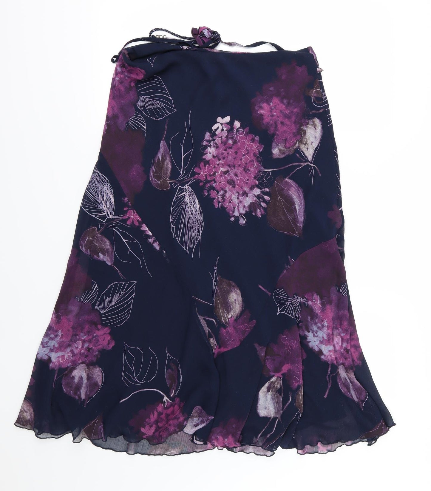 Marks and Spencer Womens Purple Floral Chiffon A-Line Skirt Size 12