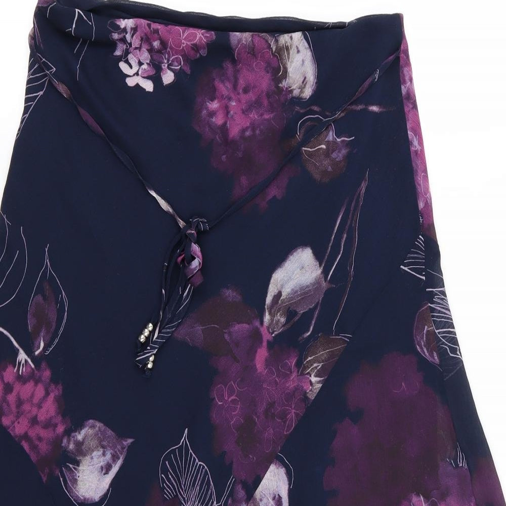 Marks and Spencer Womens Purple Floral Chiffon A-Line Skirt Size 12