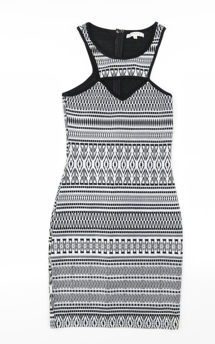 Glamorous Womens White Striped Pencil Dress Size 8