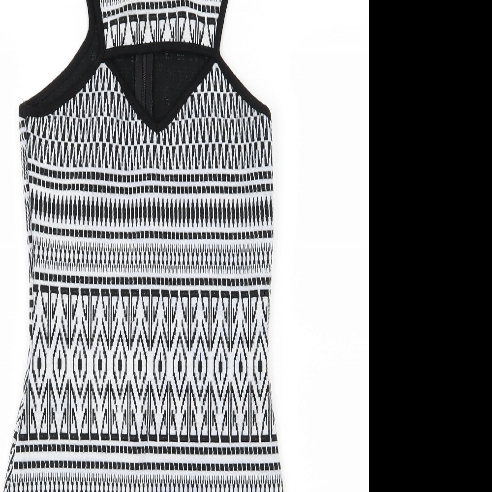 Glamorous Womens White Striped  Pencil Dress  Size 8