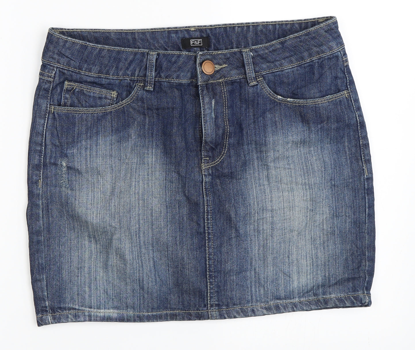 F&F Womens Blue  Denim Mini Skirt Size 10