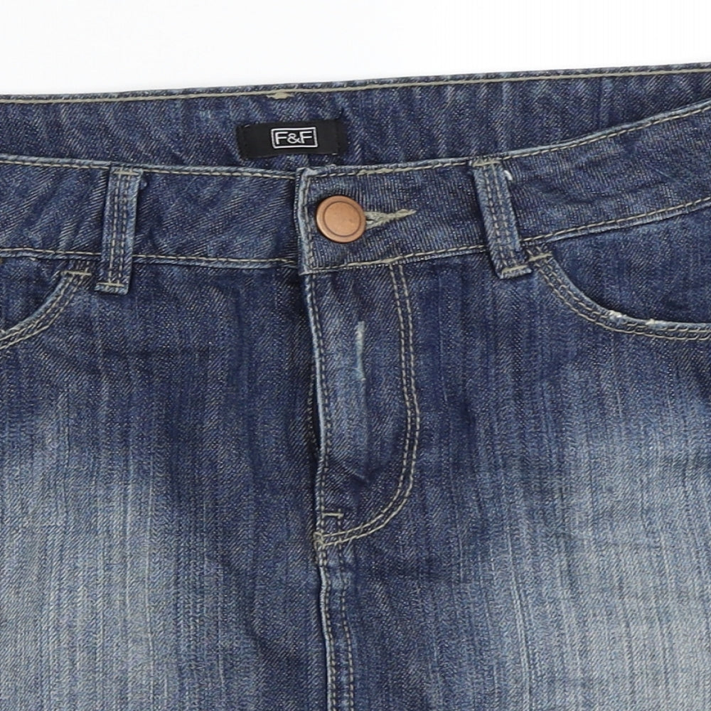 F&F Womens Blue  Denim Mini Skirt Size 10