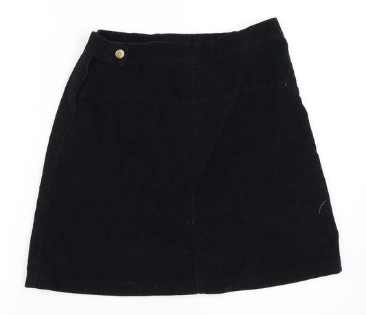Front view of Amanzoo Apparel women’s black corduroy mini skirt, size L