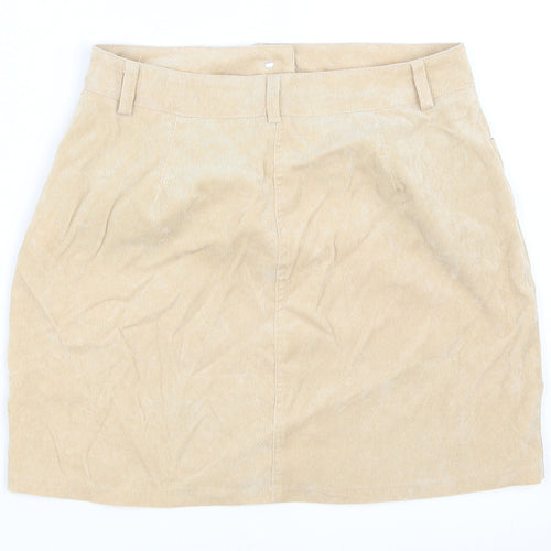 Boohoo Womens Beige  Corduroy A-Line Skirt Size 12