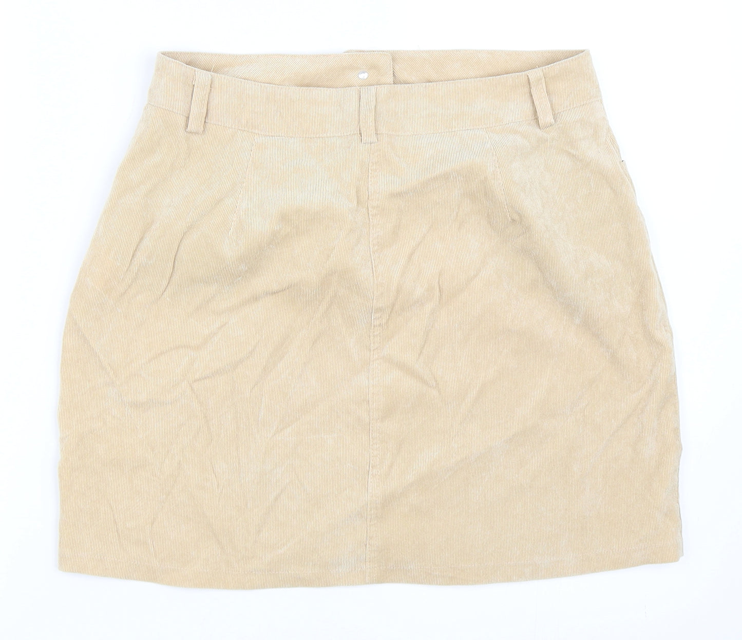 Boohoo Womens Beige  Corduroy A-Line Skirt Size 12