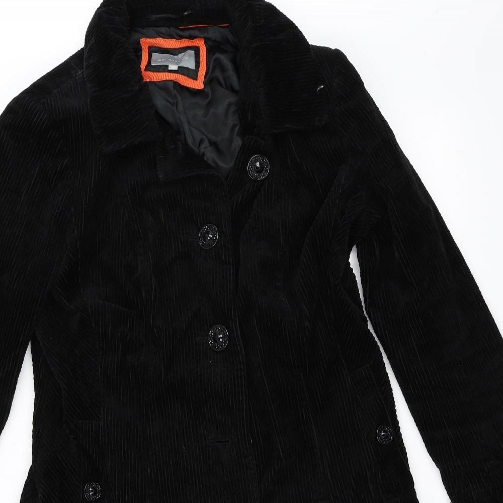 Per Una Womens Black  Corduroy Overcoat Coat Size 12