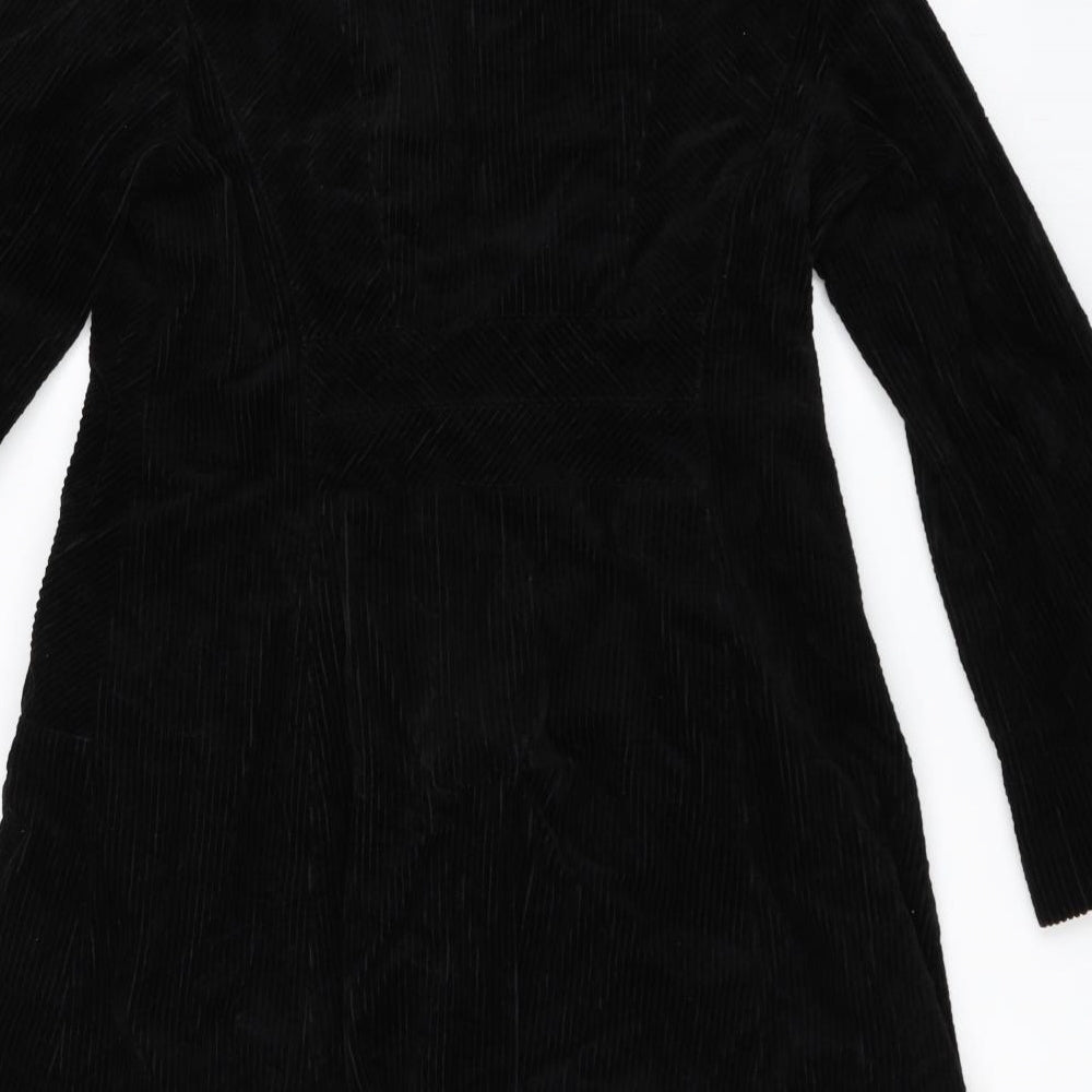 Per Una Womens Black  Corduroy Overcoat Coat Size 12