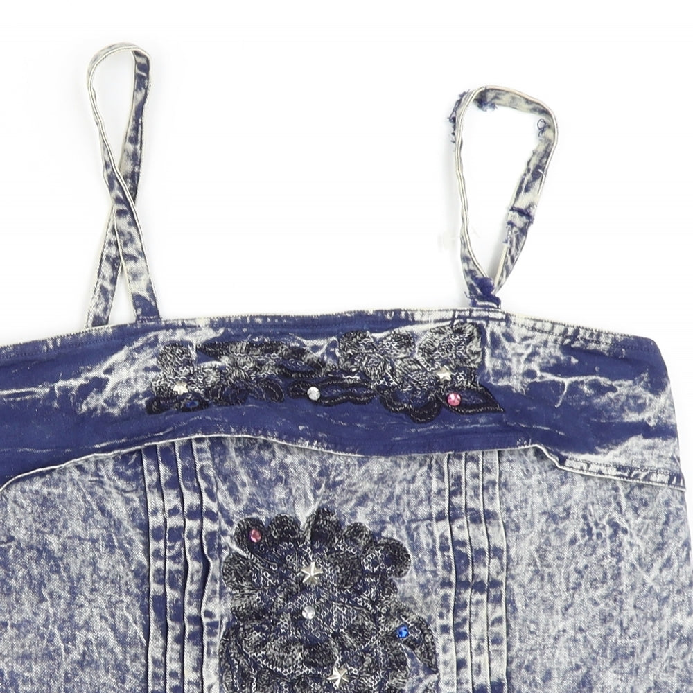 Design 2000 Womens Blue  Denim Basic Blouse Size M