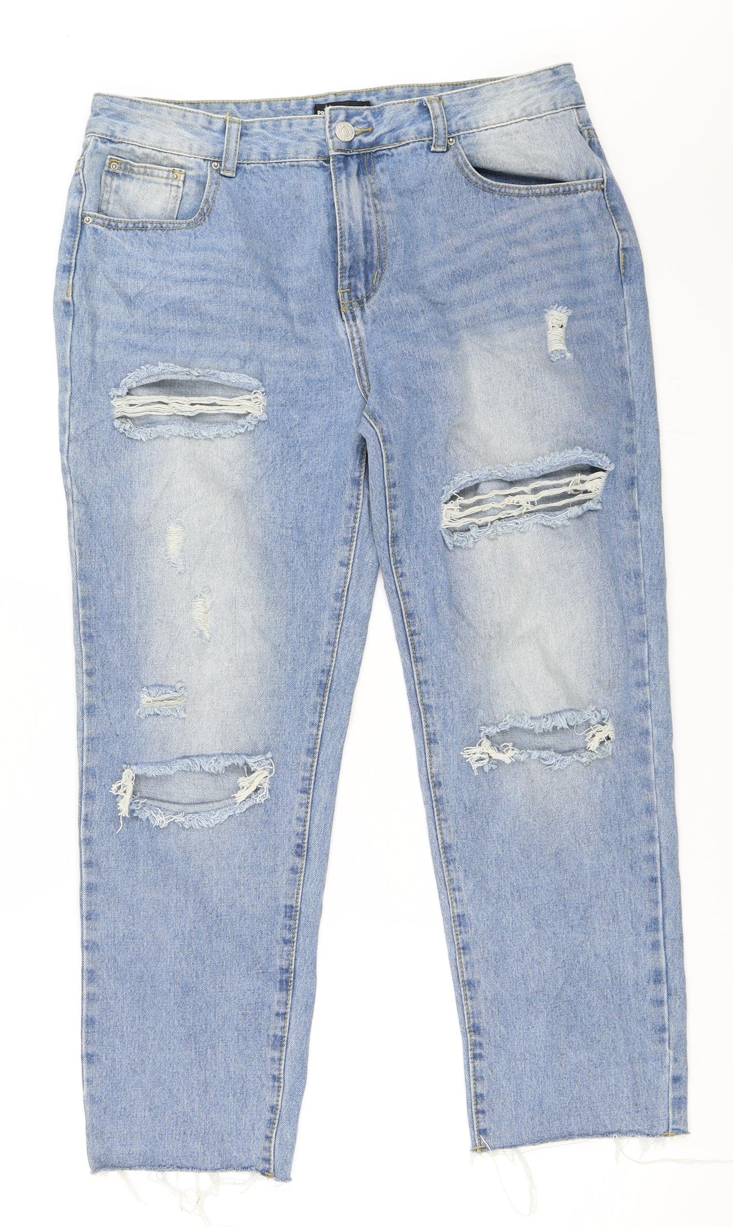 PRETTYLITTLETHING Womens Blue  Denim Mom Jeans Size 14 L27 in