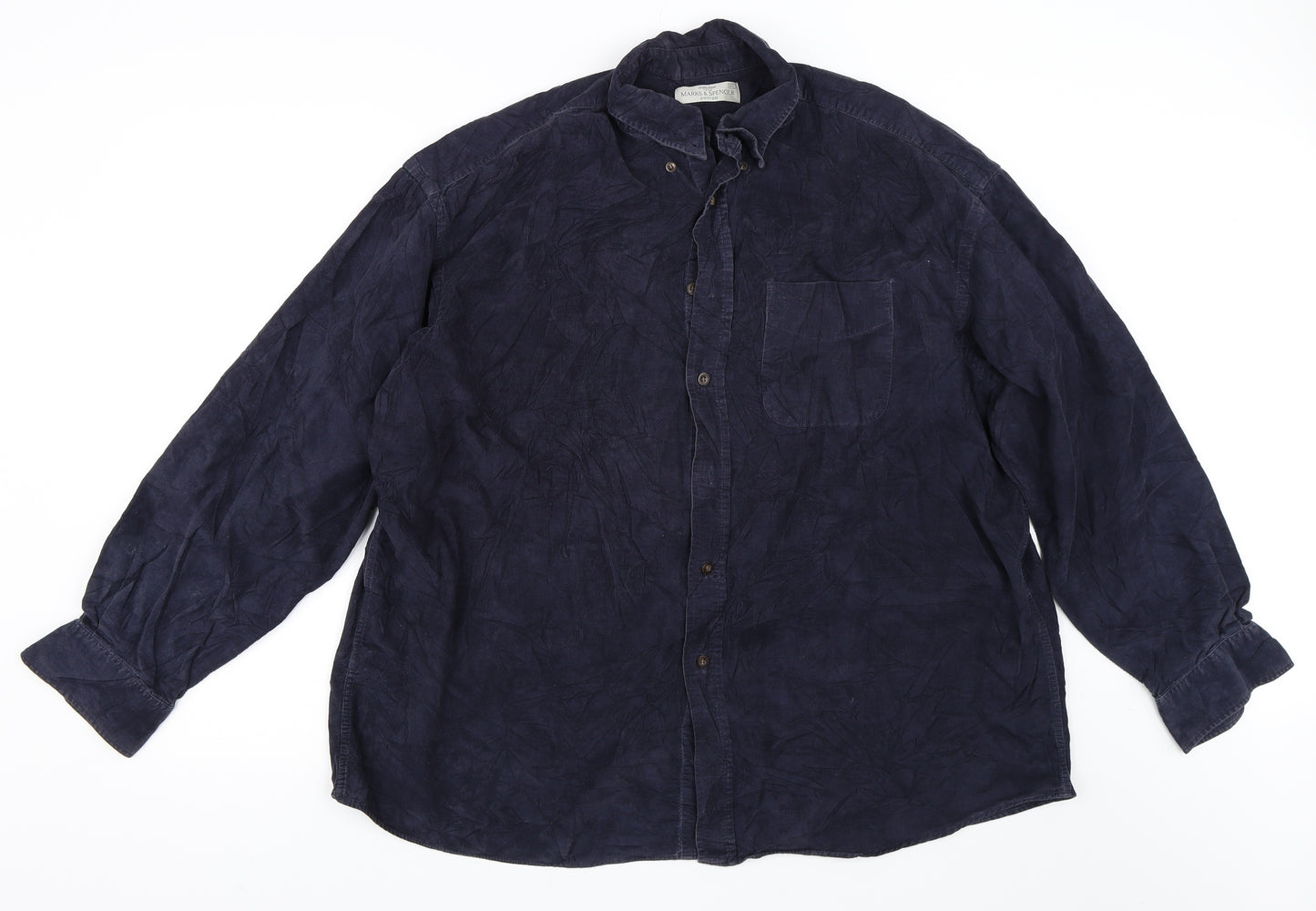 Marks and Spencer Mens Blue  Corduroy  Button-Up Size XL