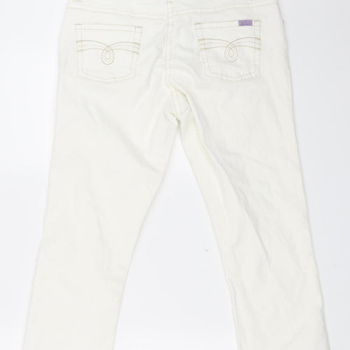 Preworn Womens White  Denim Cropped Jeans Size 14 L23 in