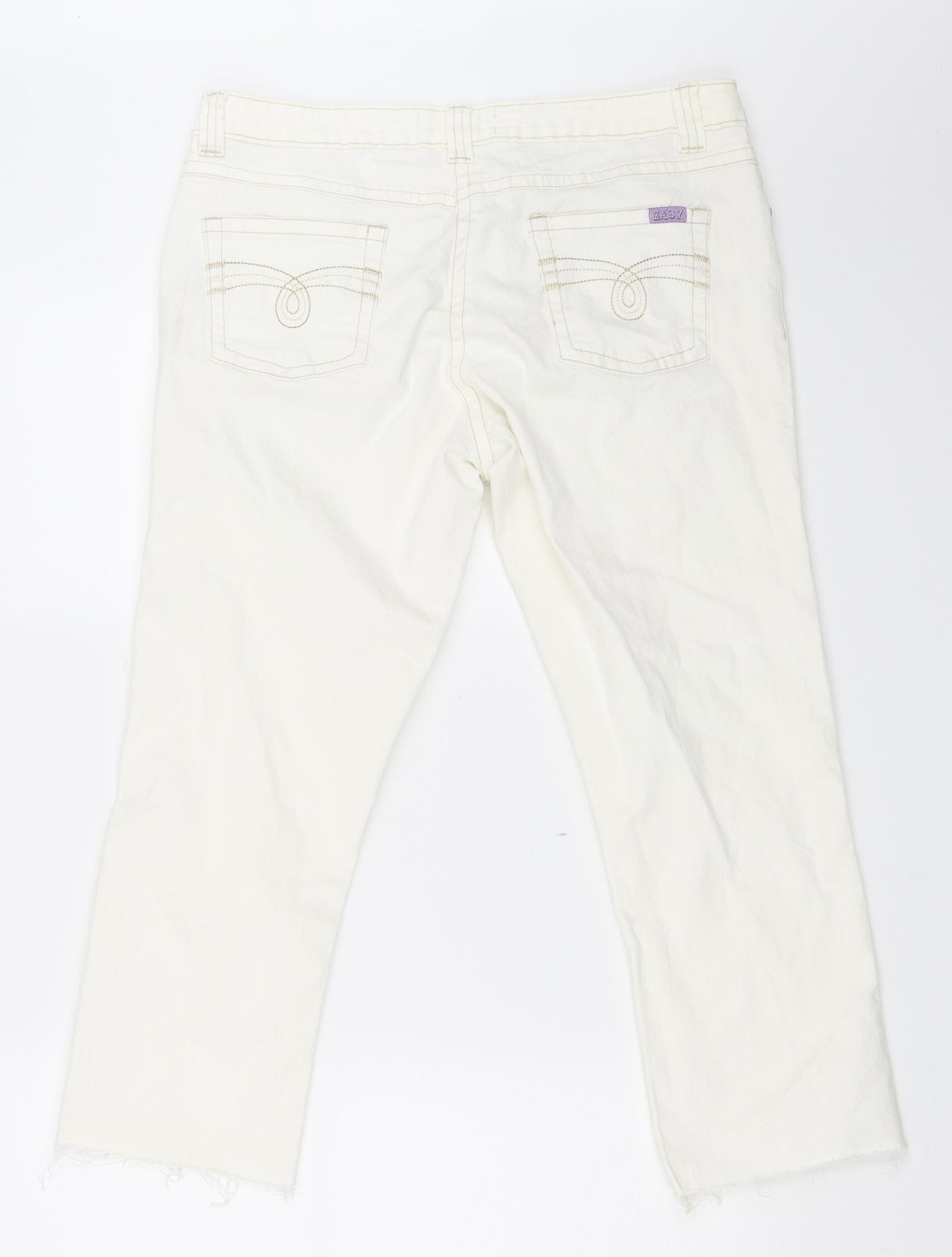 Preworn Womens White  Denim Cropped Jeans Size 14 L23 in