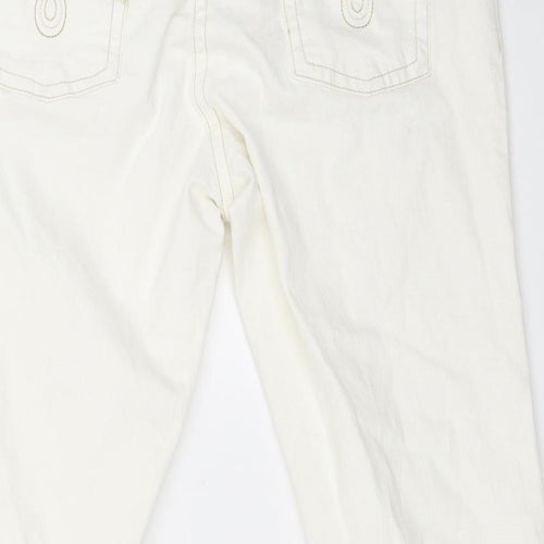 Preworn Womens White  Denim Cropped Jeans Size 14 L23 in