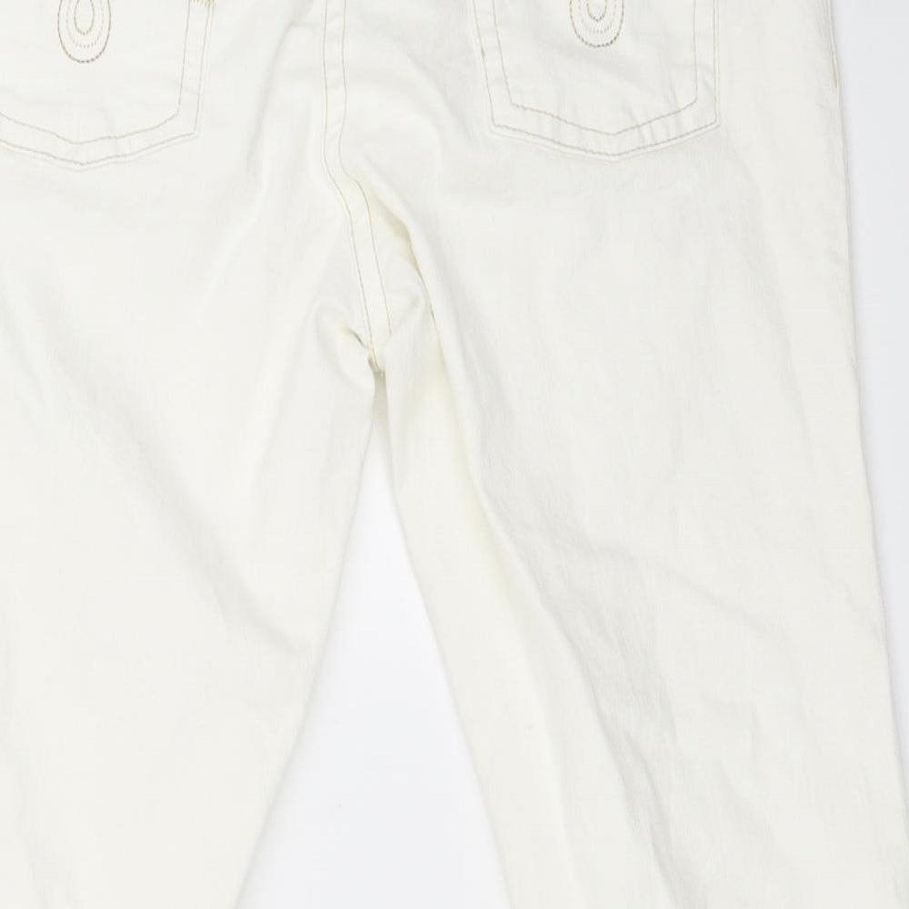 Preworn Womens White  Denim Cropped Jeans Size 14 L23 in