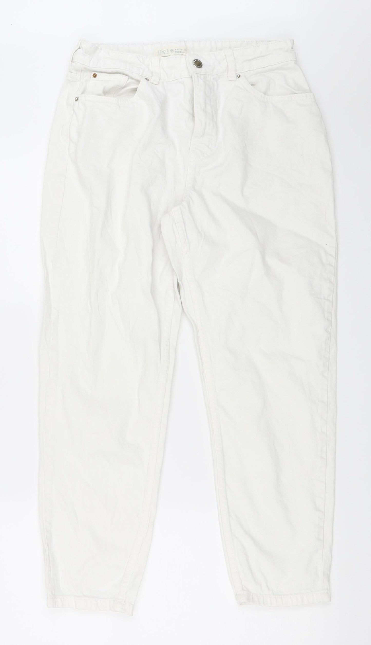 Preworn Womens White  Denim Straight Jeans Size 12 L25 in