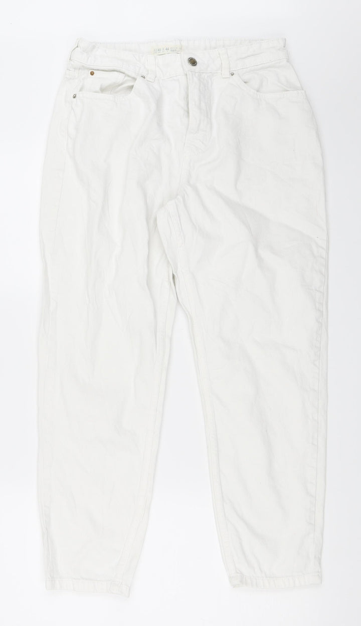 Preworn Womens White  Denim Straight Jeans Size 12 L25 in