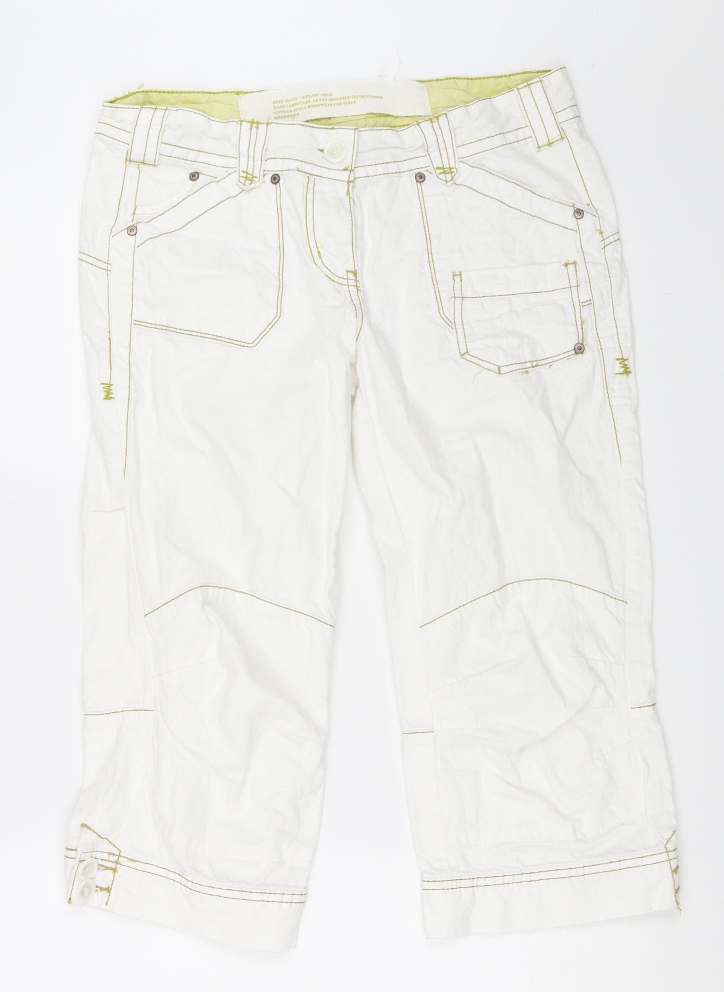 NEXT Womens Ivory  Denim Cropped Jeans Size 12 L20 in
