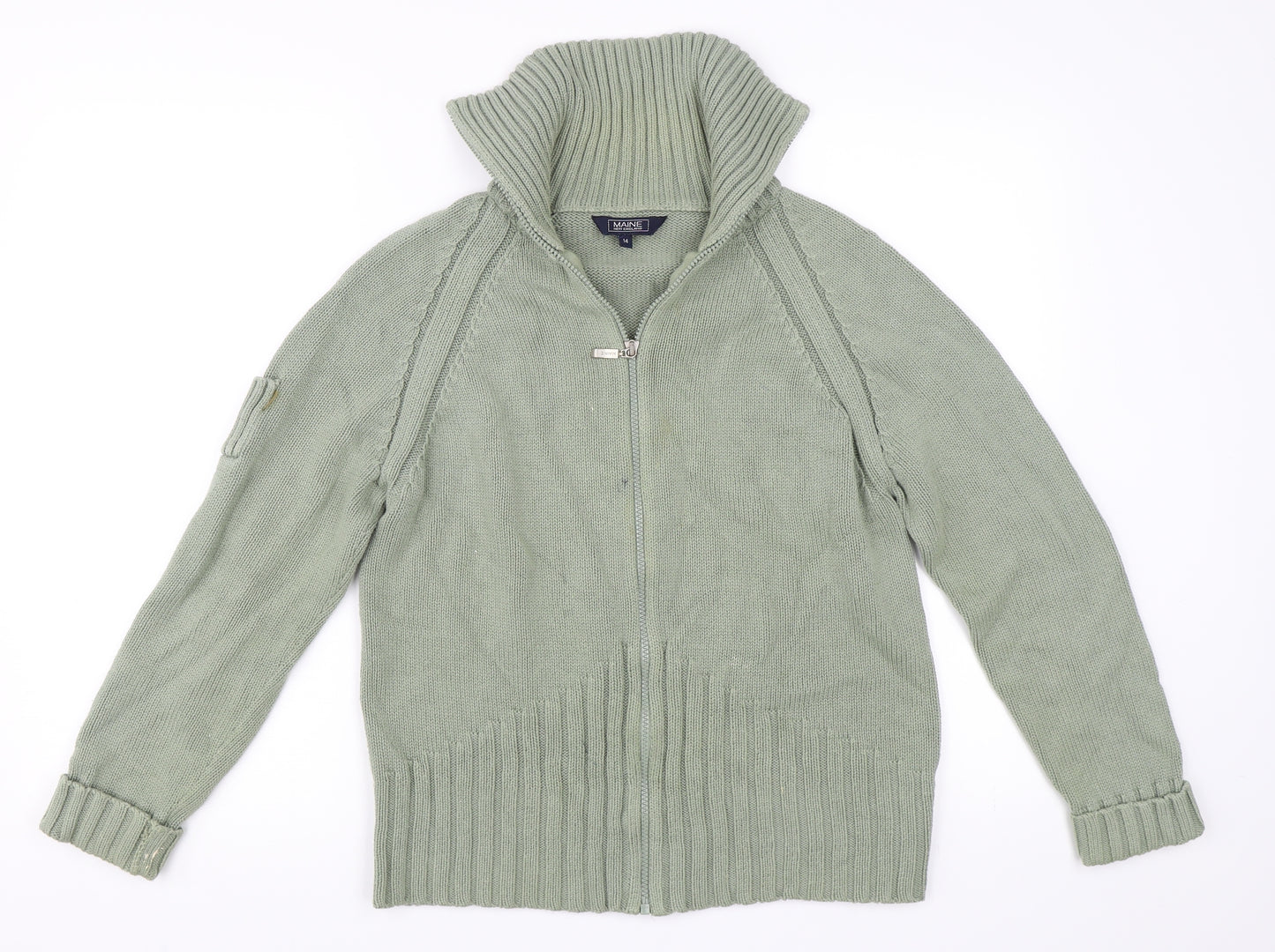 Maine New England Womens Green   Full Zip Jumper Size 14